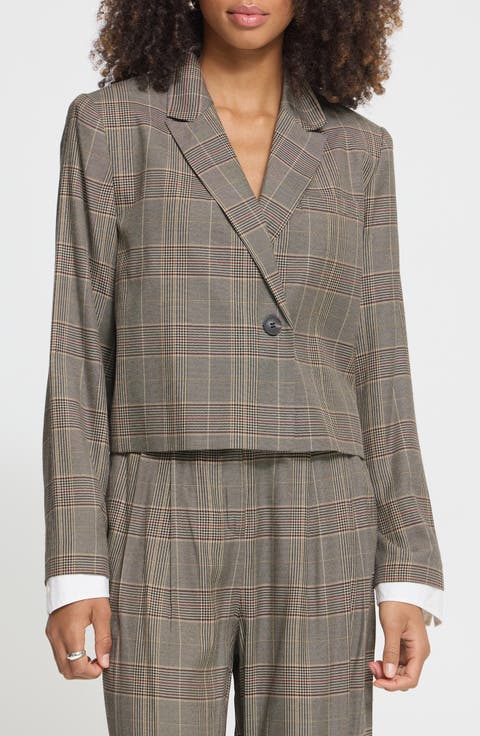 Plaid Cropped Blazer