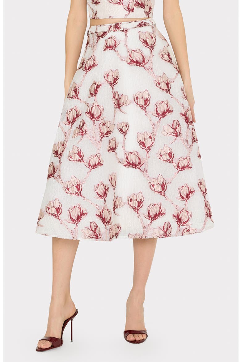 Noella Belted Textured Floral Maxi Skirt, Main, color, PINK/ WHITE