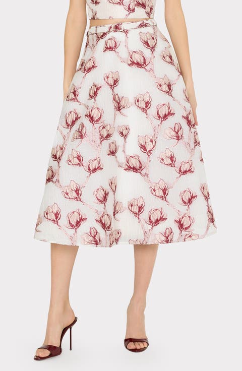 Noella Belted Textured Floral Maxi Skirt