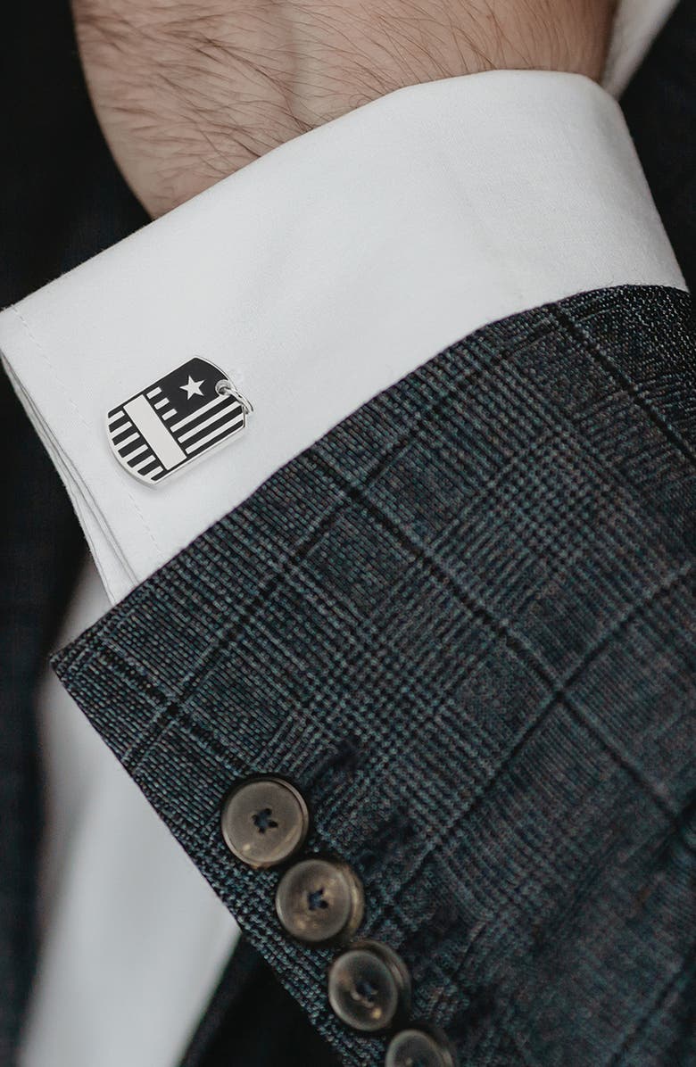 Cufflinks, Inc. Antiqued Silver Military Tag Cuff Links, Alternate, color, Silver