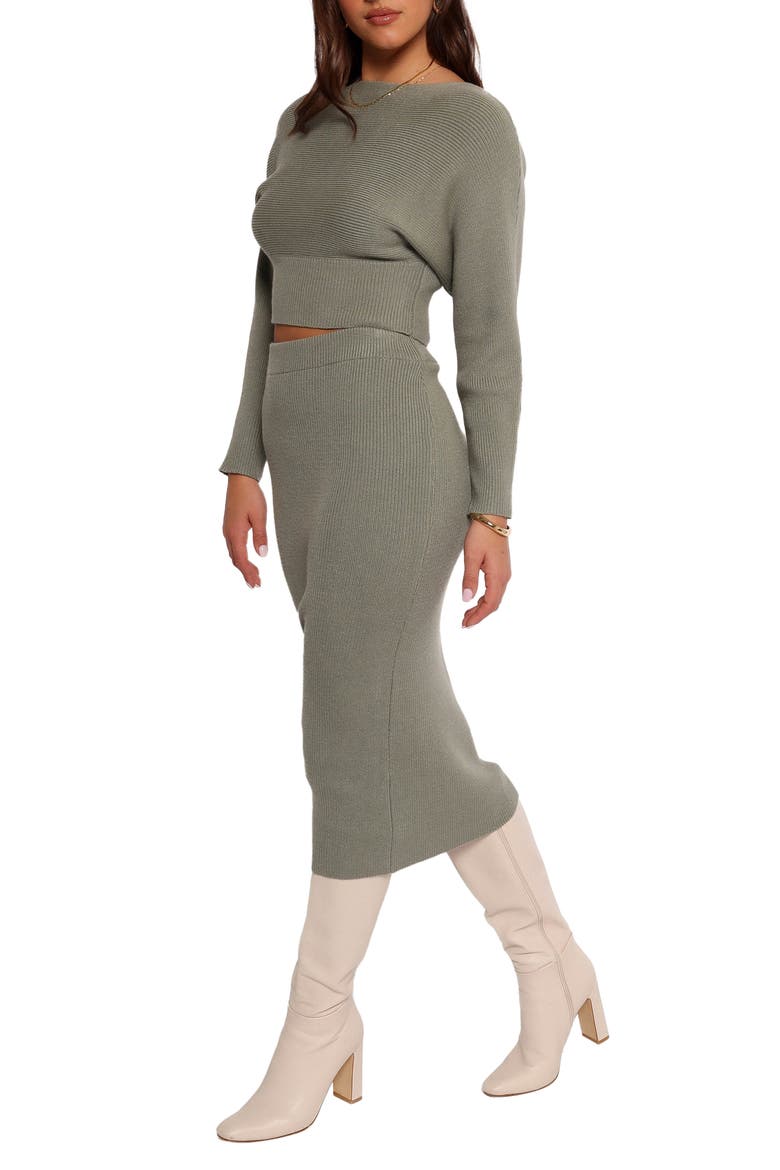 Serena Long Sleeve Crop Sweater & Skirt Set, Alternate, color, OLIVE
