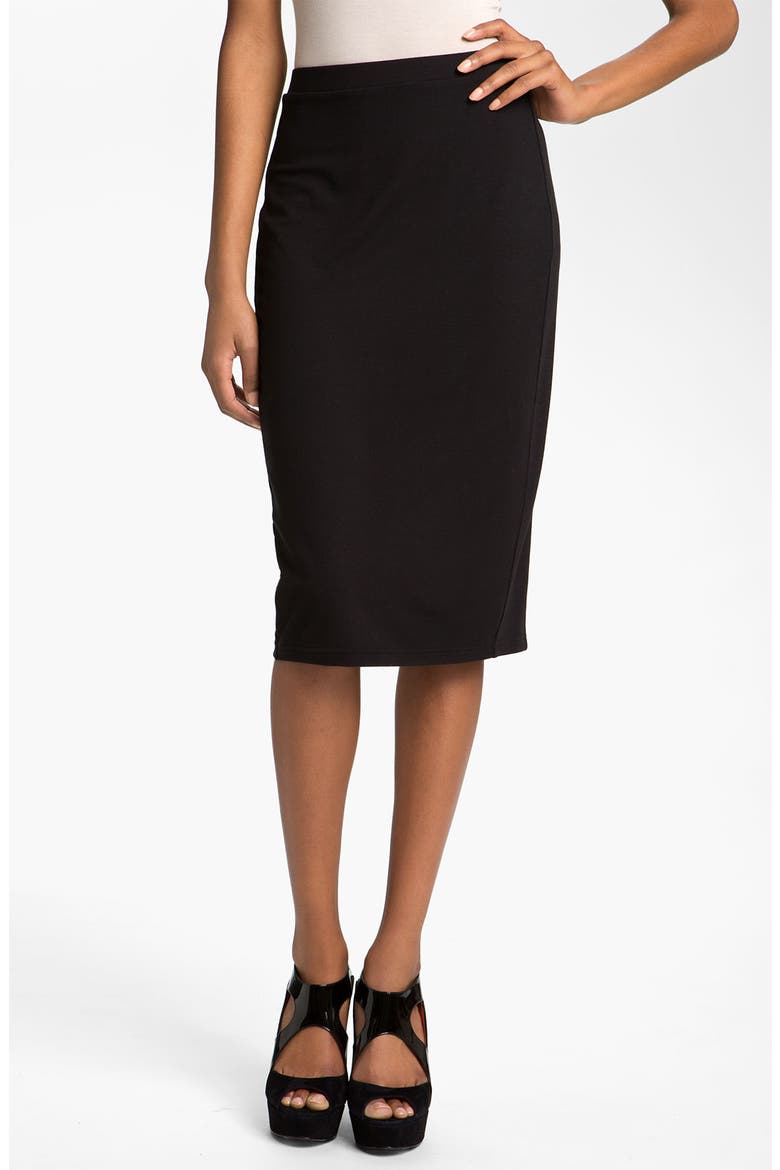 Rib Panel Pencil Skirt, Main, color, BLACK