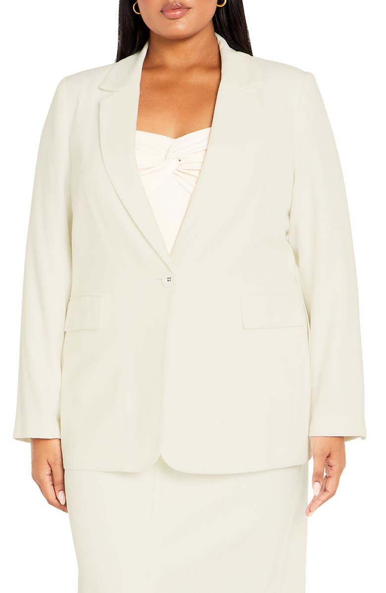 City Chic Clea One-Button Blazer, Main, color, 