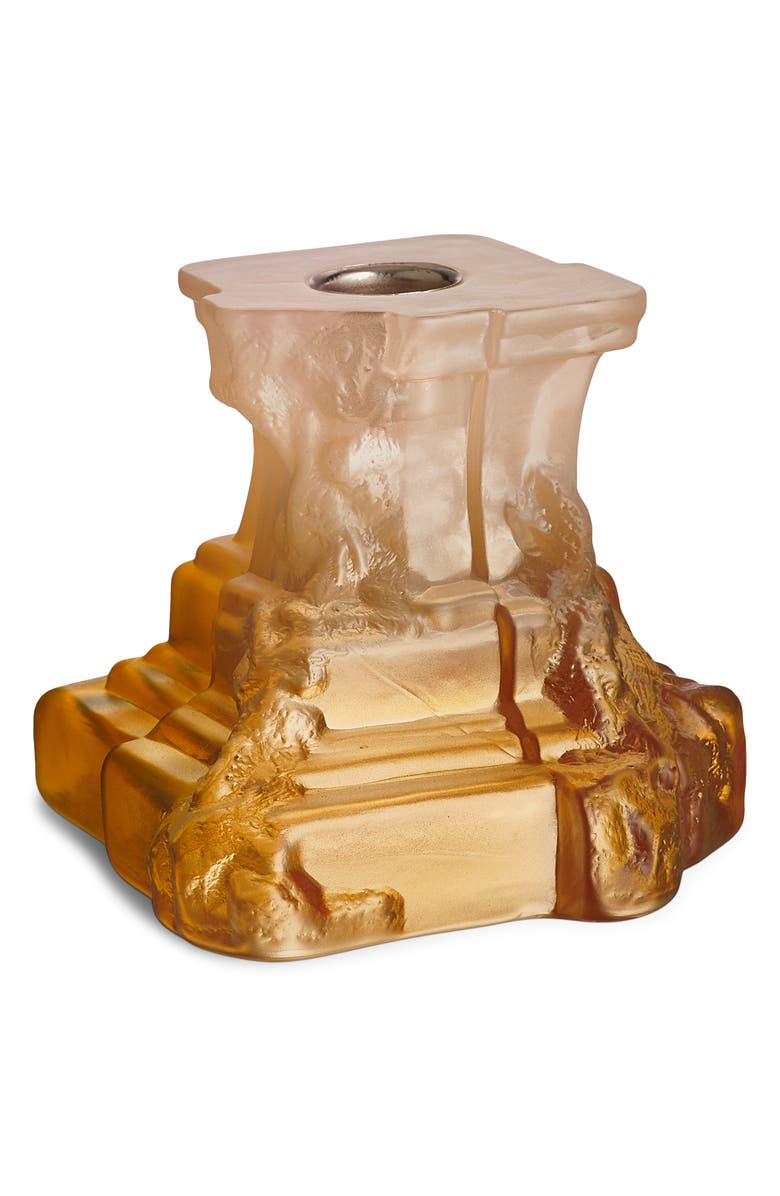 Kosta Boda Rocky Baroque Small Crystal Candlestick, Main, color, Orange