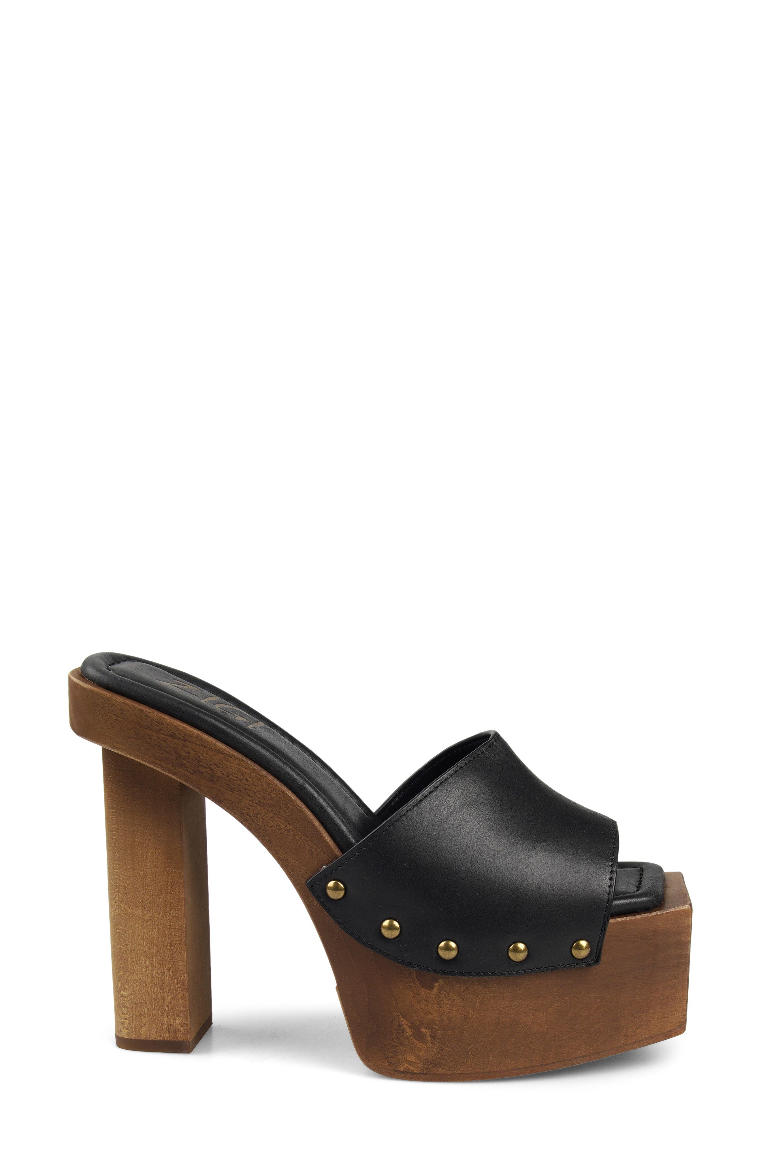 ZIGI Cassidey Leather Platform Slide Sandal, Alternate, color, Black Leather