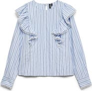 VERO MODA Fanni Embroidered Trim Ruffle Top