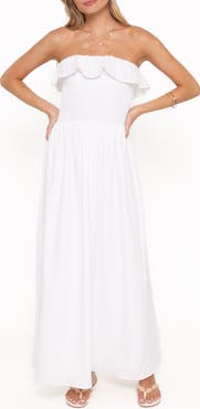 Petal & Pup Gilbert Eyelet Ruffle Strapless Maxi Dress