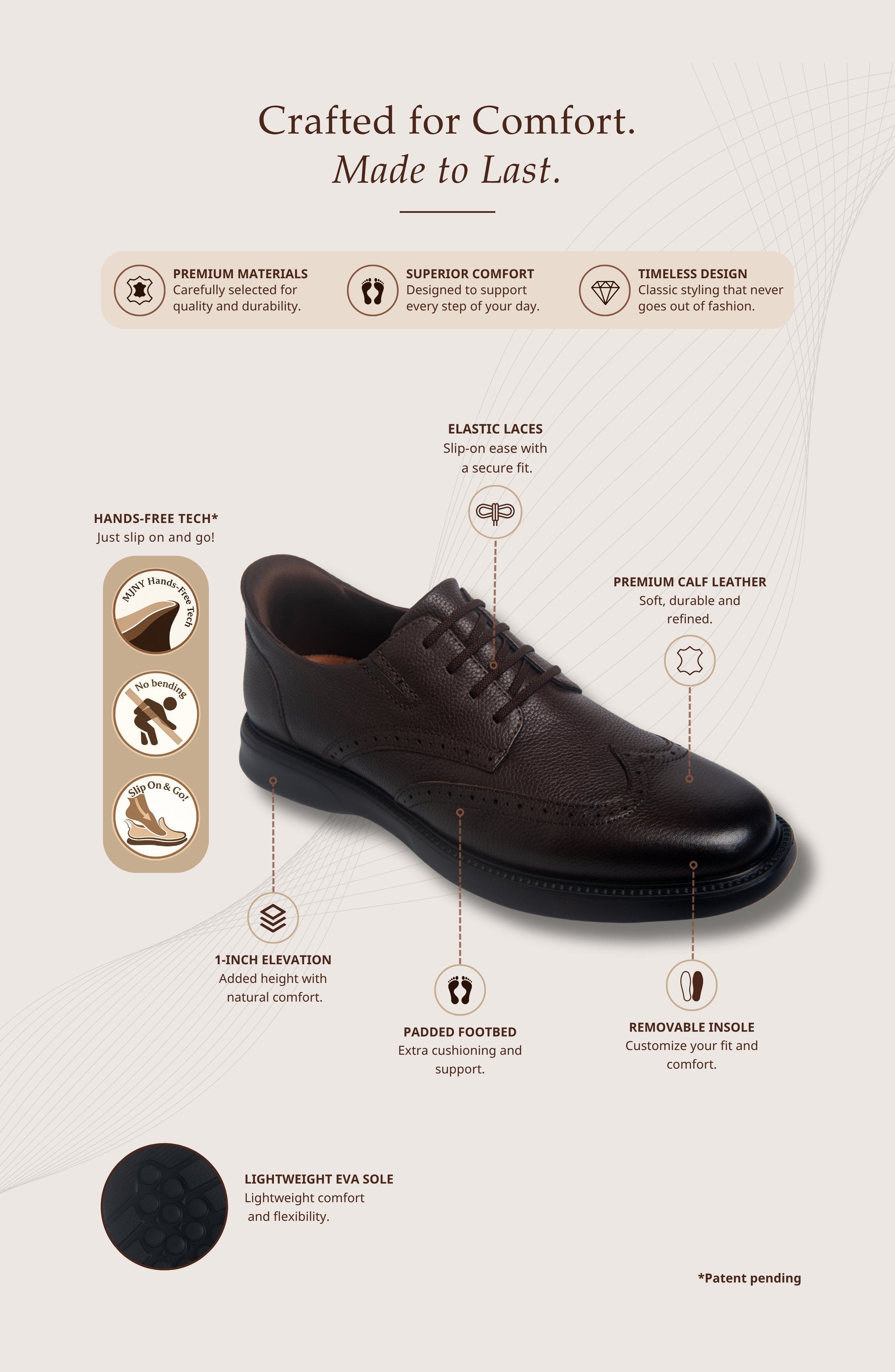 Russel Drive t Hands Free Technology Leather Wingtip Casual Oxford, Alternate, color, Brown Grainy Leather