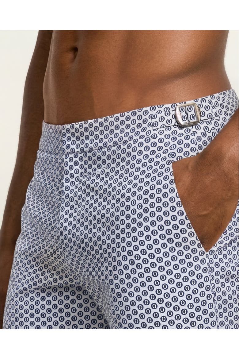 Bulldog Mid-Length Ocra Printed Swim Shorts, Alternate, color, WHITE SAND/NIGHT IRIS
