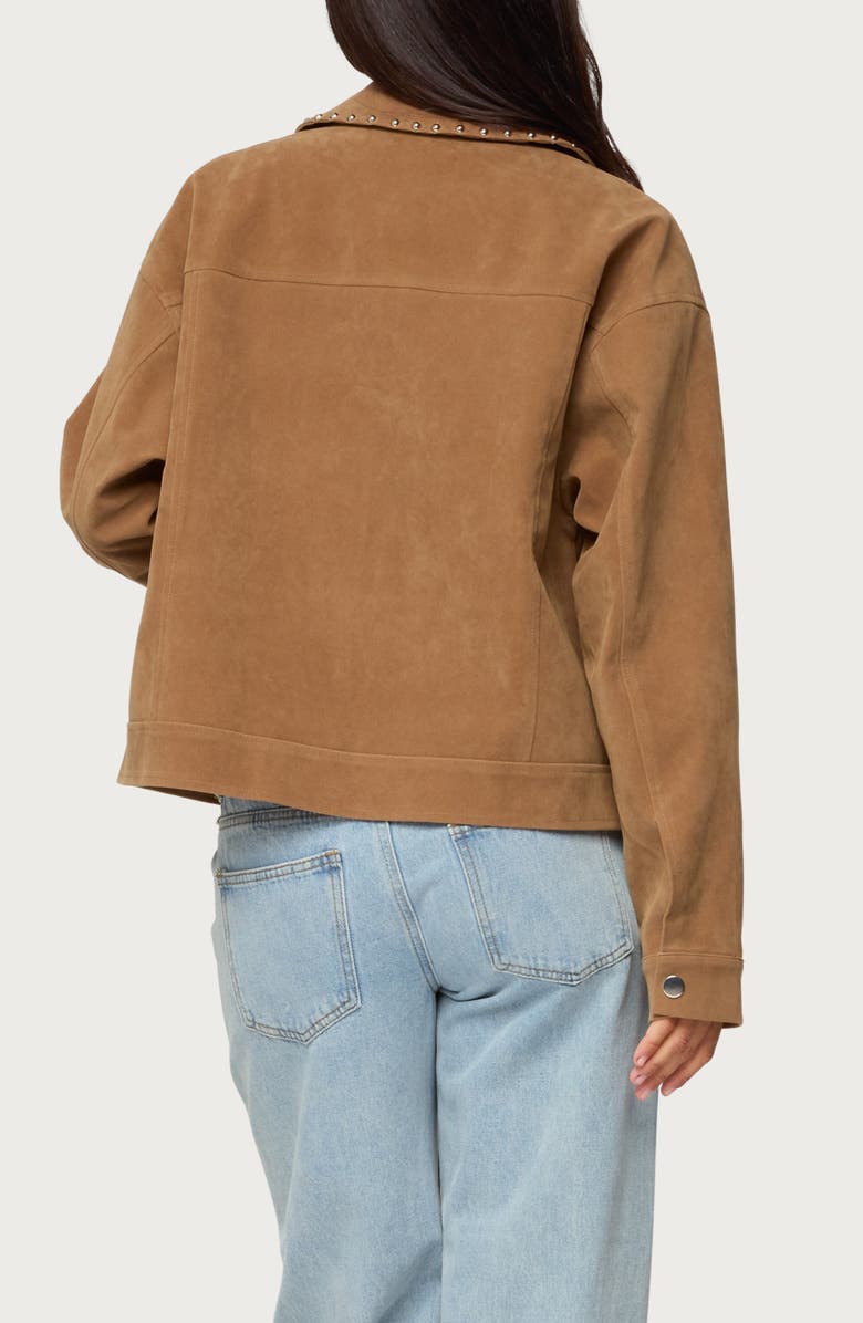 EDIKTED Memphis Studded Faux Suede Jacket, Alternate, color, Tan