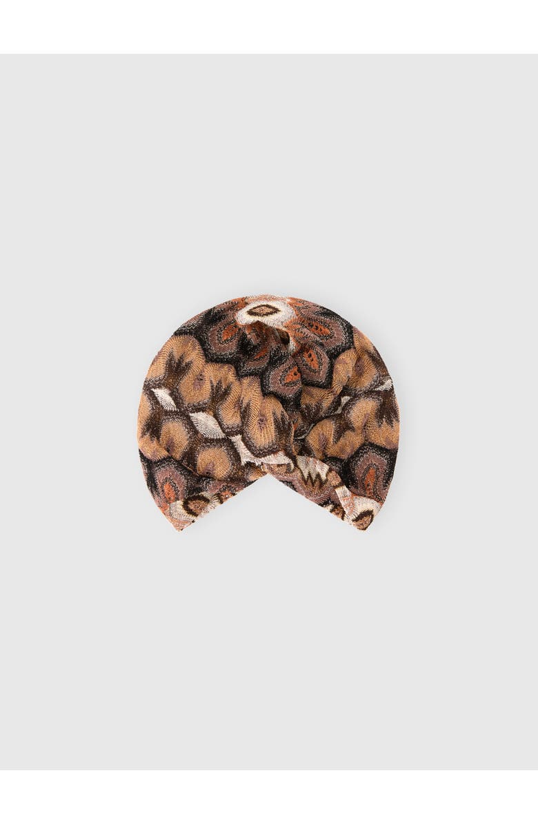 Missoni Headscarf  In Lamé Viscose With Arabesque Motif, Main, color, Gold& Beige
