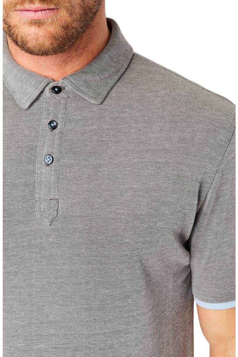 Happier Layered Slub Piqué Polo, Alternate, color, CHARCOAL