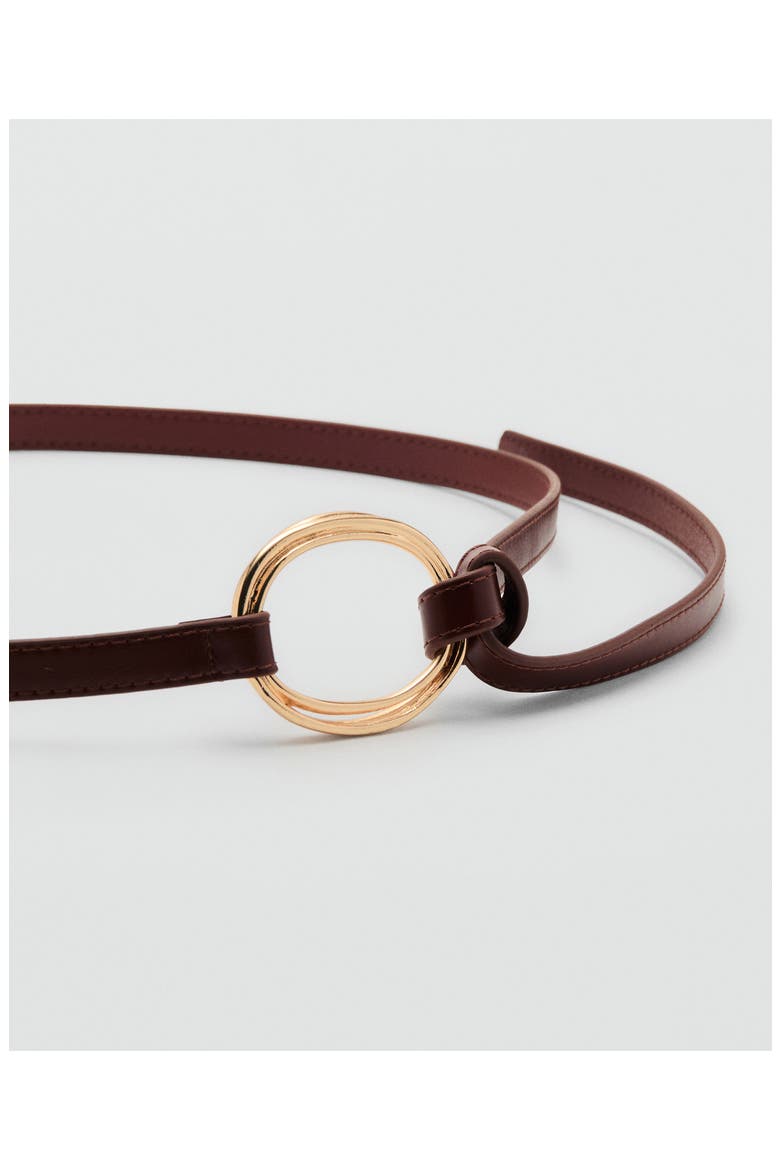 Maxi Buckle Thin Faux Leather Belt, Alternate, color, BROWN