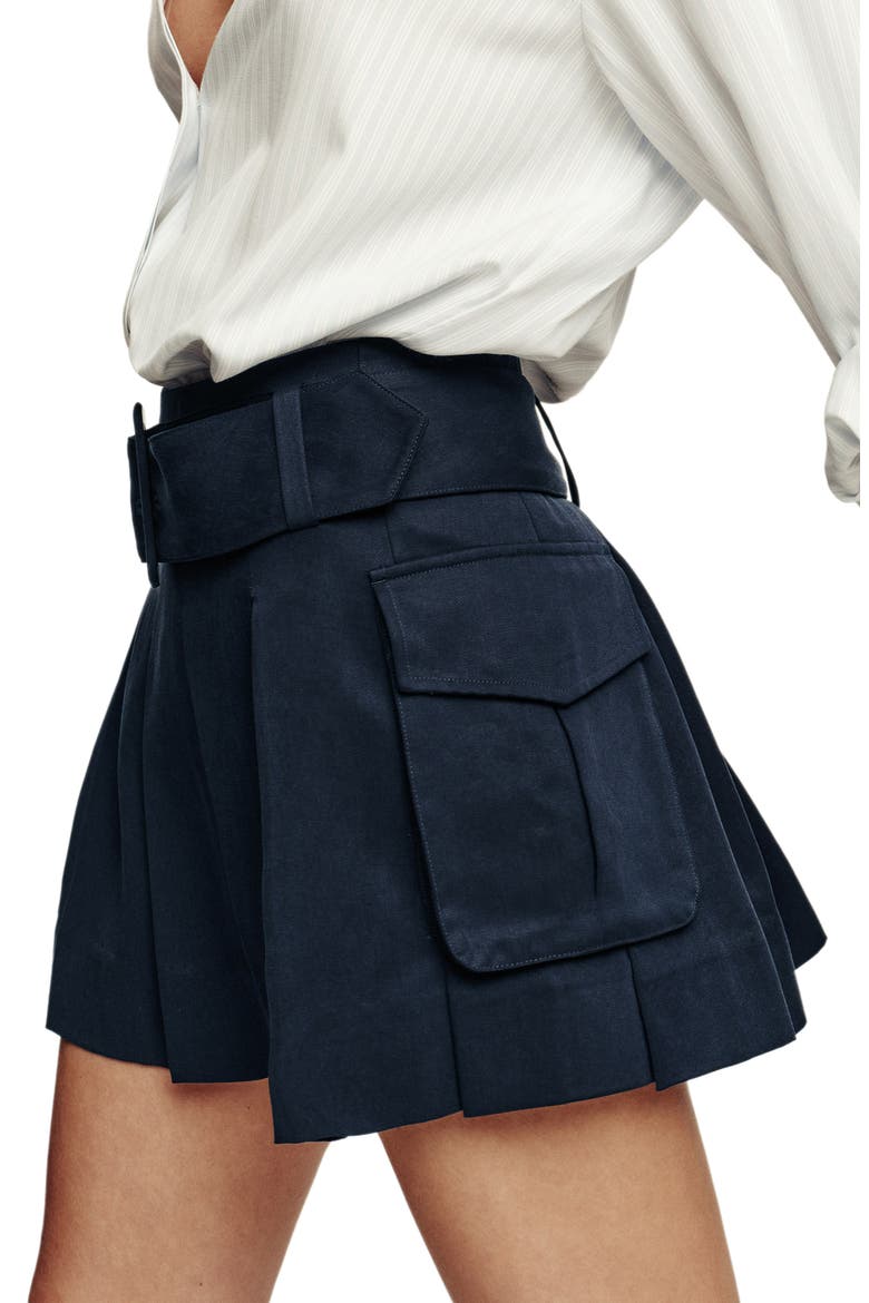 Brinley Belted Pleated Cargo Skirt, Alternate, color, MIDNIGHT