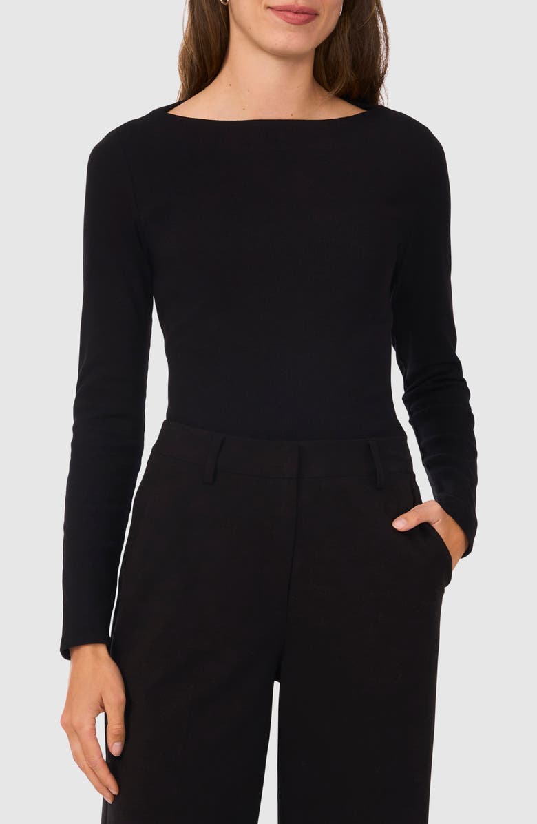 Halogen<sup>®</sup> Boat Neck Rib Top, Main, color, Rich Black