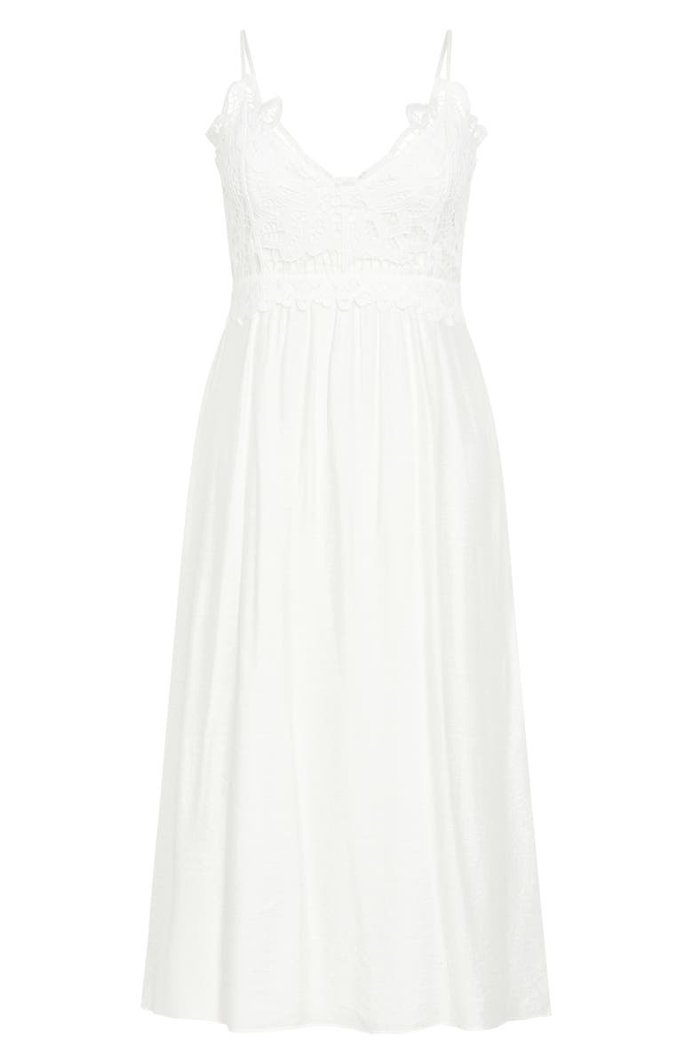 City Chic Martina Lace Trim Dress, Alternate, color, Ivory