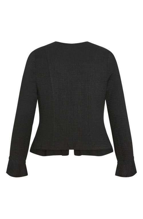 City Chic Charmaine Tie Front Long Sleeve Top In Black