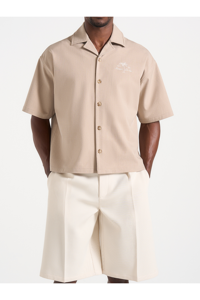 Alexis Unisex Cote d'Azur Boxy Shirt, Alternate, color, Taupe