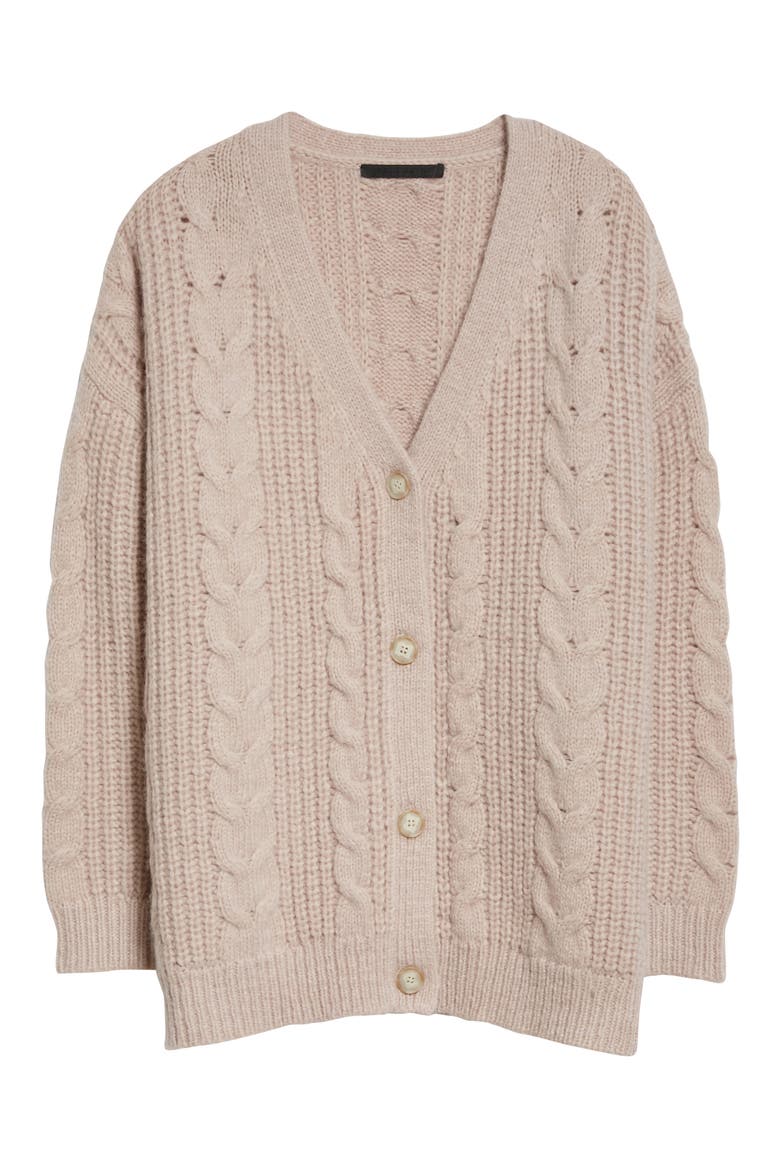 Wool & Alpaca Cable Cocoon Cardigan, Alternate, color, BLUSH