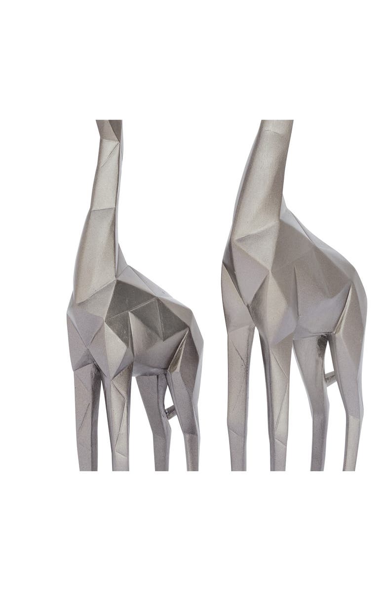 COSMO BY COSMOPOLITAN Large Modern Style Metallic Silver Giraffe Statue - Set of 2, Alternate, color,