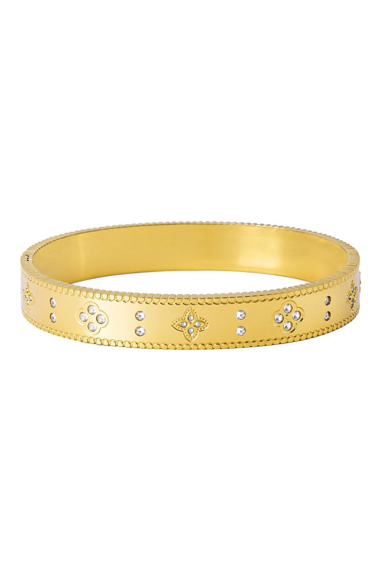 Tarnish Resistant Cubic Zirconia Bangle Bracelet, Main, color, GOLD
