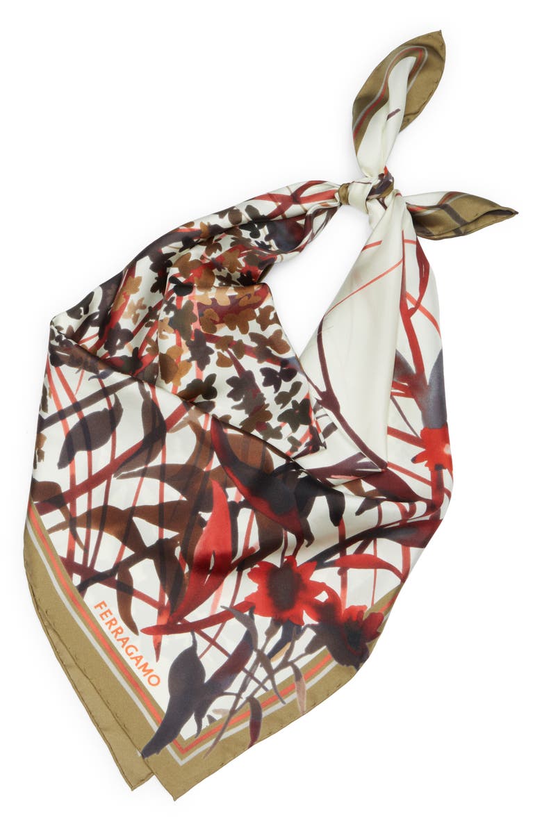 FERRAGAMO Leopard Print Square Silk Scarf, Alternate, color, 