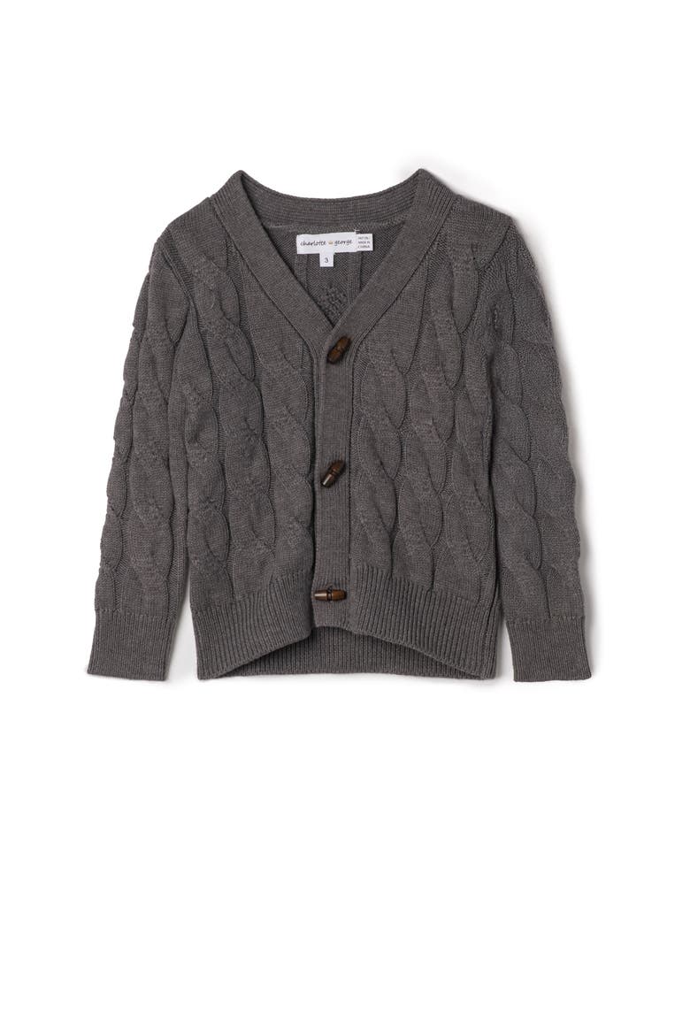 Cable Knit Cardigan Sweater, Main, color, Grey
