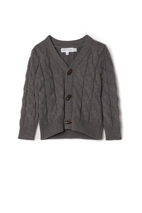 Boys Cable Knit V-Neck Cardigan