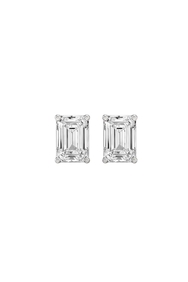 Valentina Moissanite 1 ct. Emerald Cut Stud Earrings in Gold Vermeil, Alternate, color, Silver