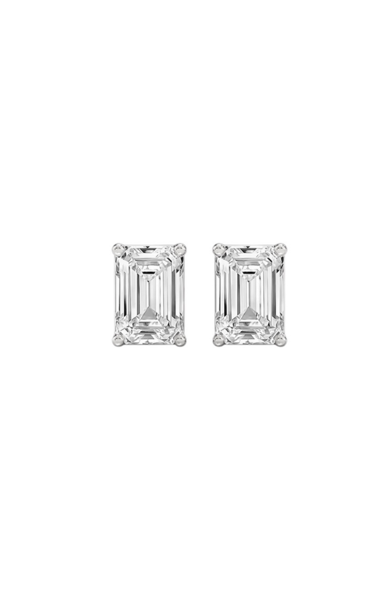DLORIA Valentina Moissanite 1 ct. Emerald Cut Stud Earrings in Gold Vermeil, Alternate, color, Silver
