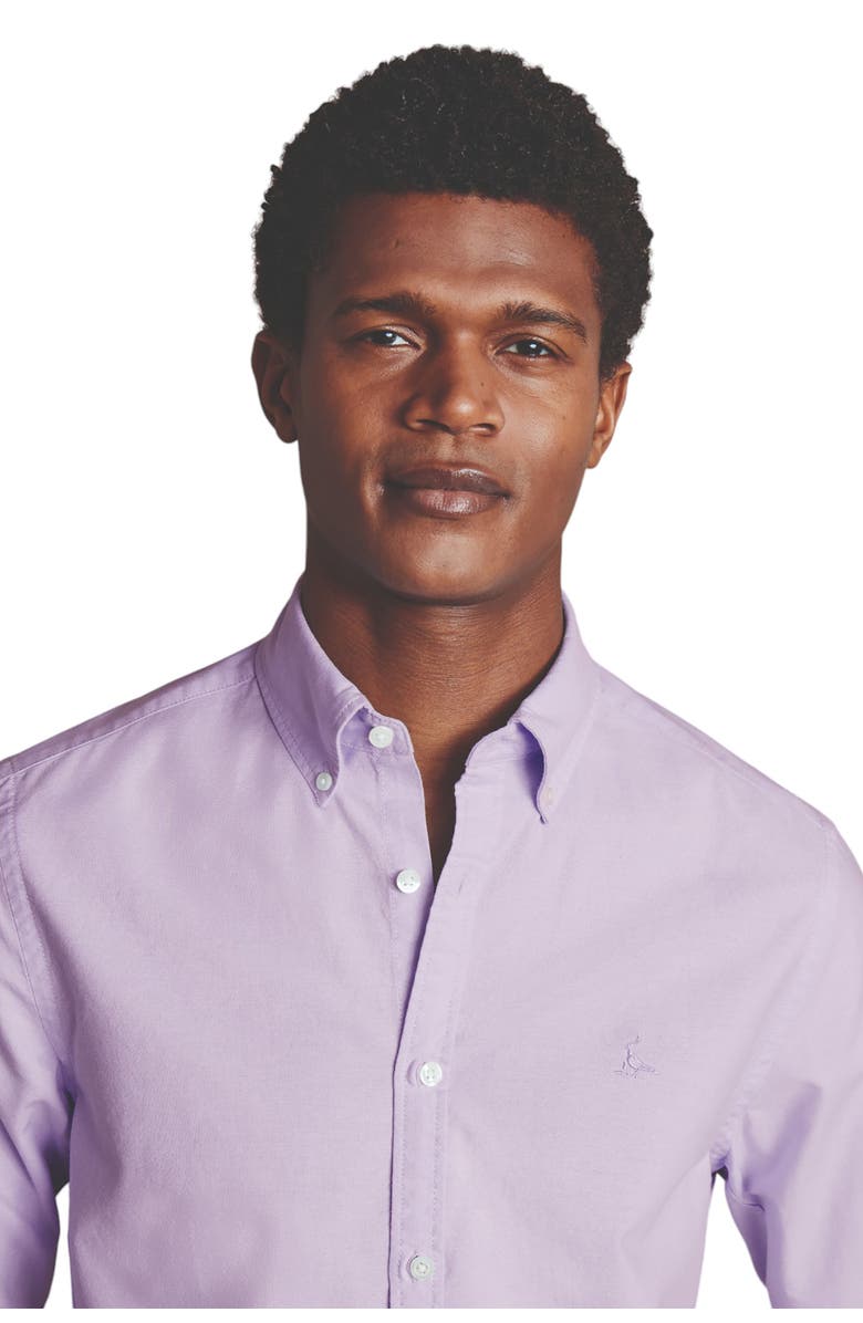 Charles Tyrwhitt Slim Fit Button-Down Washed Oxford Shirt, Alternate, color, Lilac Purple