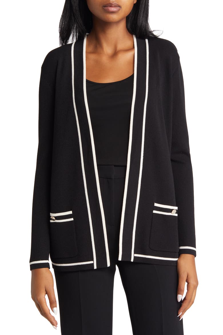 Malibu Tipped Cardigan, Main, color, ANNE BLACK/ ANNE WHITE