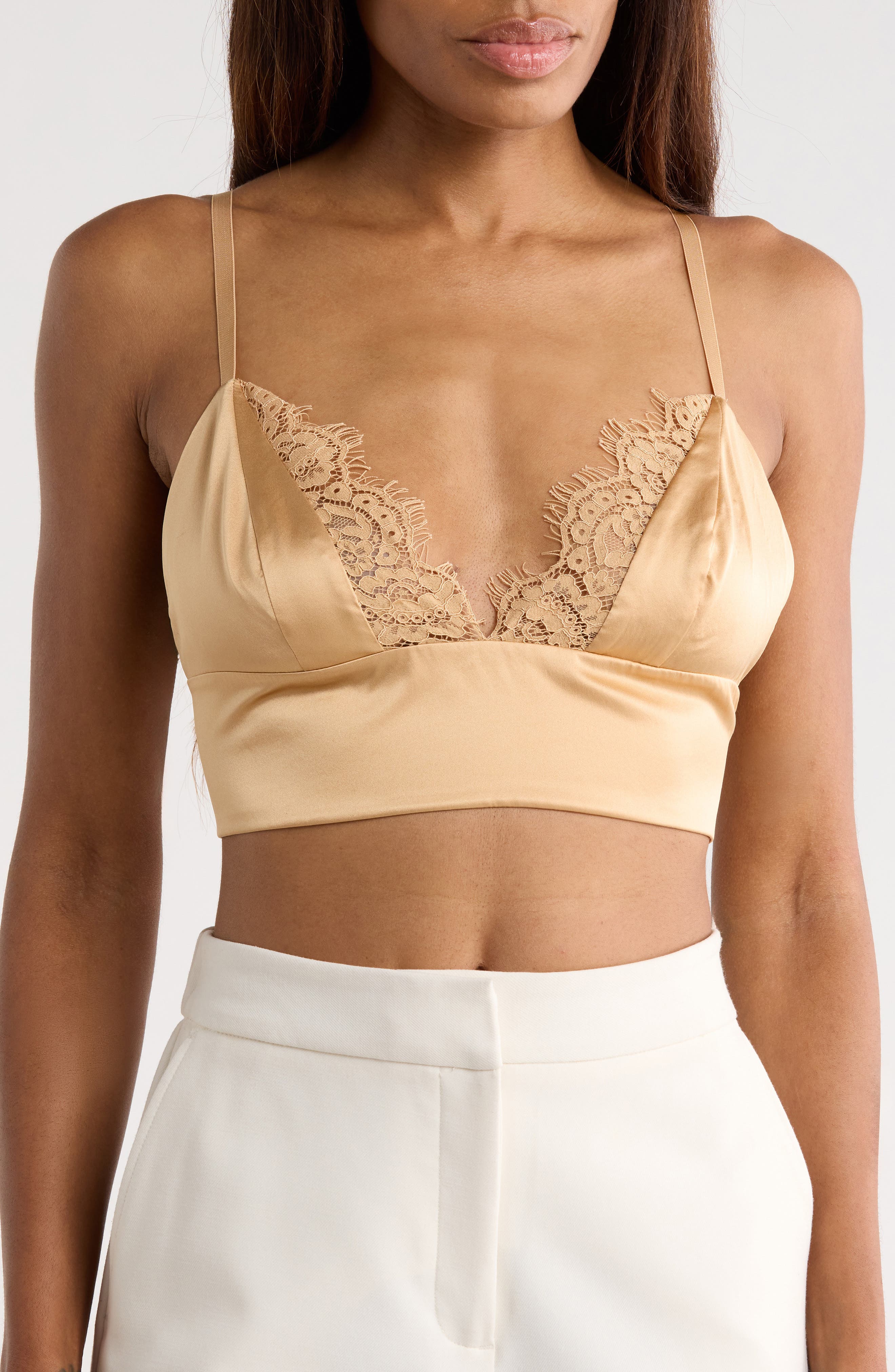 L'AGENCE Ginger Lace Trim Silk Bralette