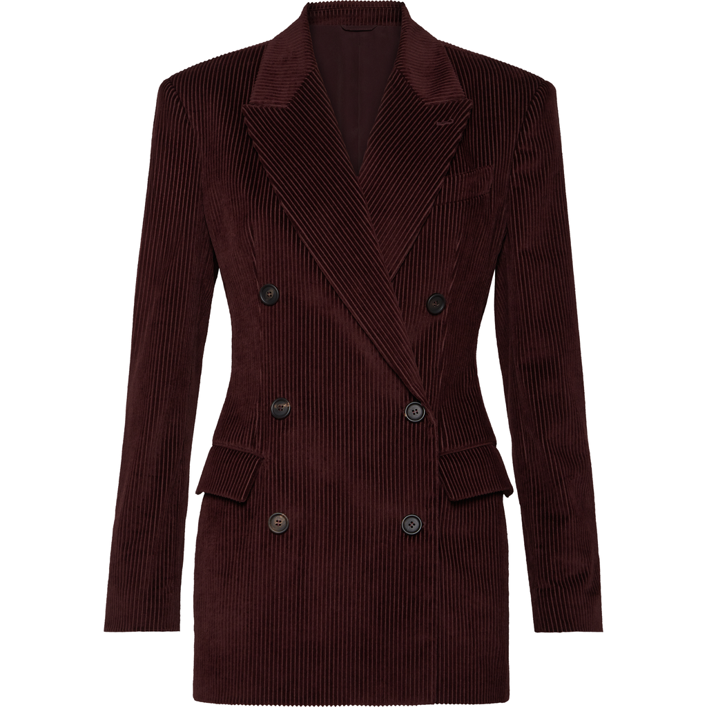 Brunello Cucinelli Oversized Double-breasted Cotton-corduroy Blazer In Burgundy