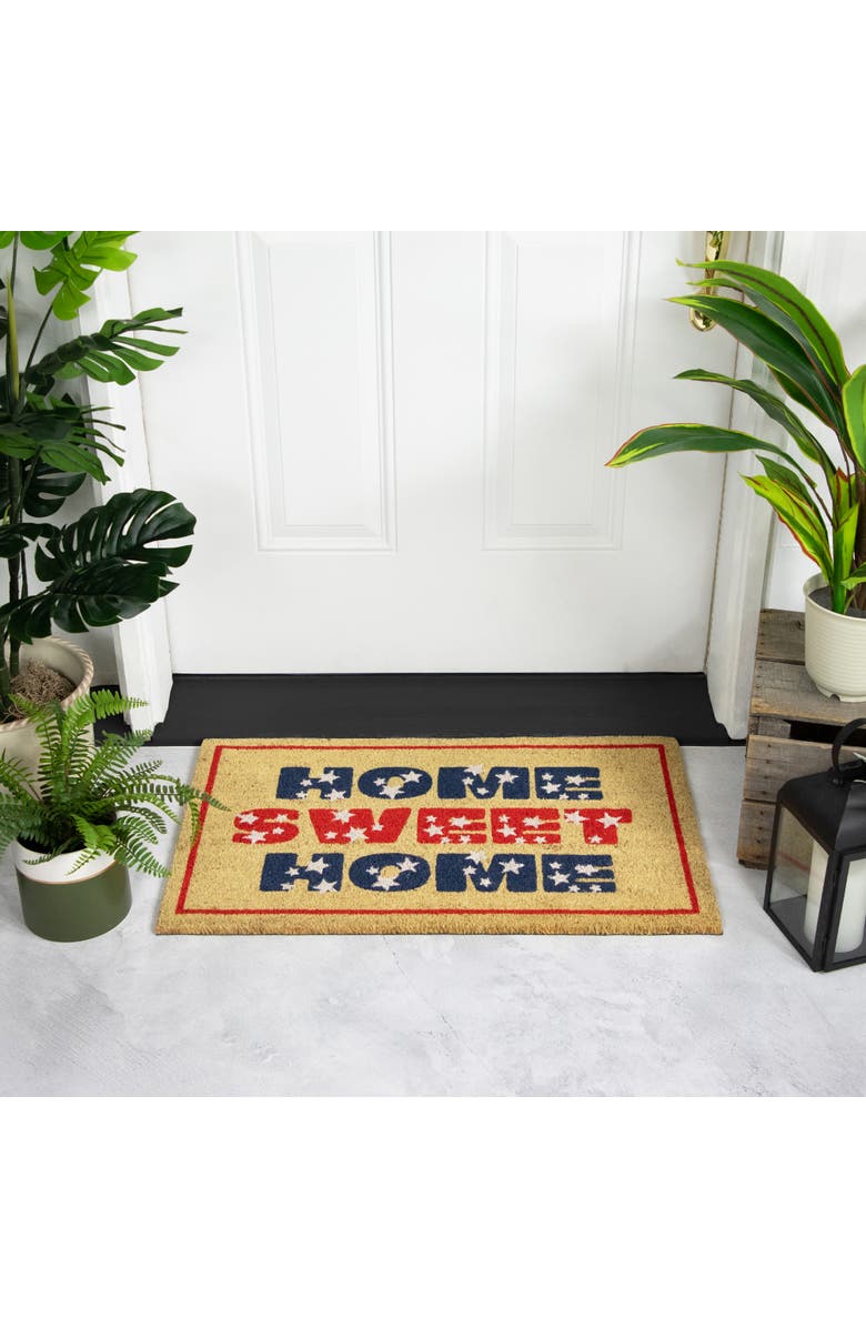 Northlight Red and Blue Americana Home Sweet Home Coir Outdoor Doormat 18" x 30", Alternate, color, Red