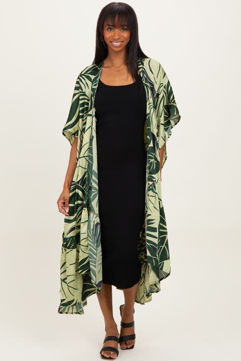 Tropical Print Long Cover Up