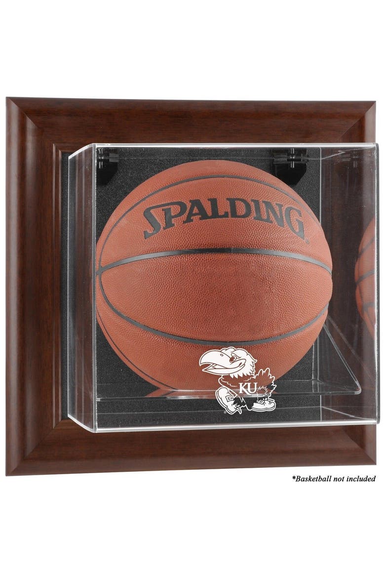 Kansas Jayhawks Brown Framed Wall-Mountable Basketball Display Case, Main, color, Brown