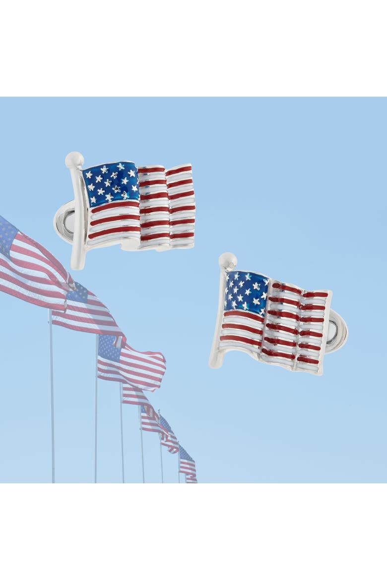 American Flag Sterling Cufflinks, Alternate, color, MULTI
