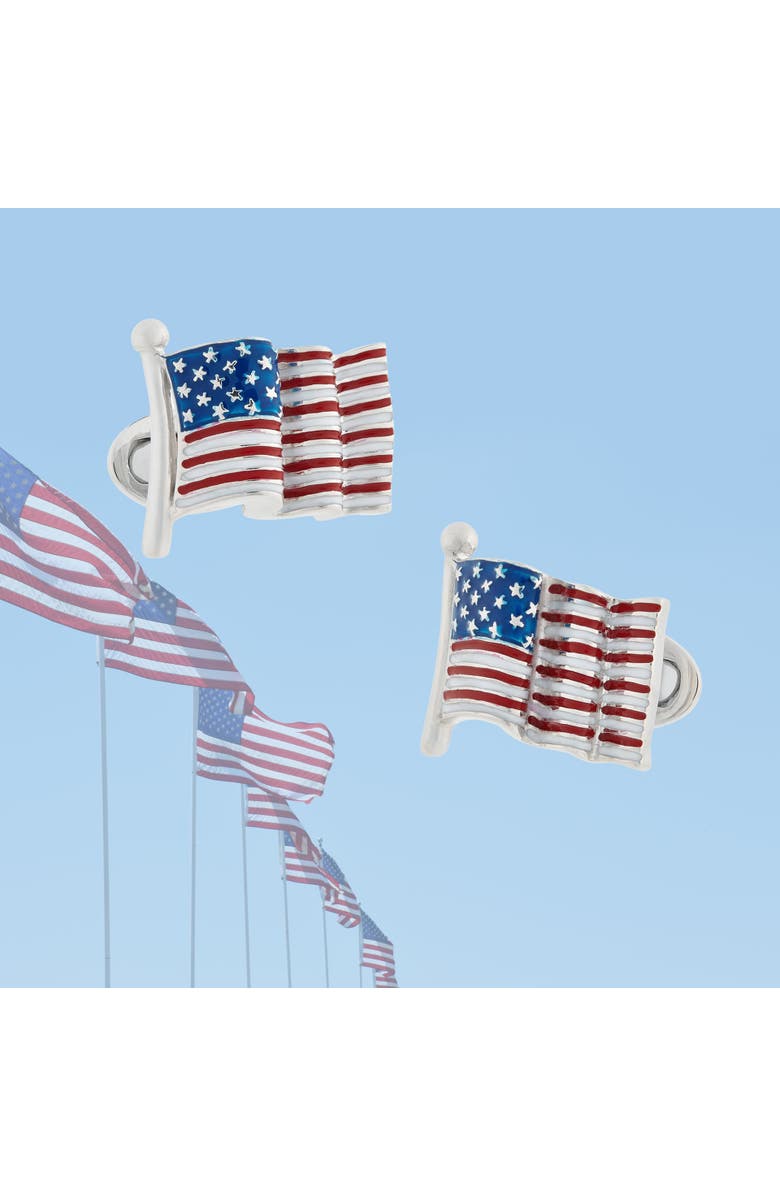 Jan Leslie American Flag Sterling Cufflinks, Alternate, color, Multi