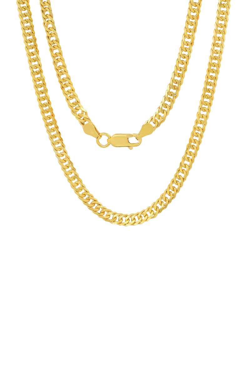 Sterling Silver Italian Miami Cuban Double Curb Chain Necklace, Main, color, GOLD