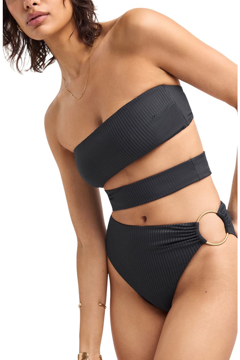 Lolita Cutout Rib One-Piece Swimsuit, Alternate, color, BLACK