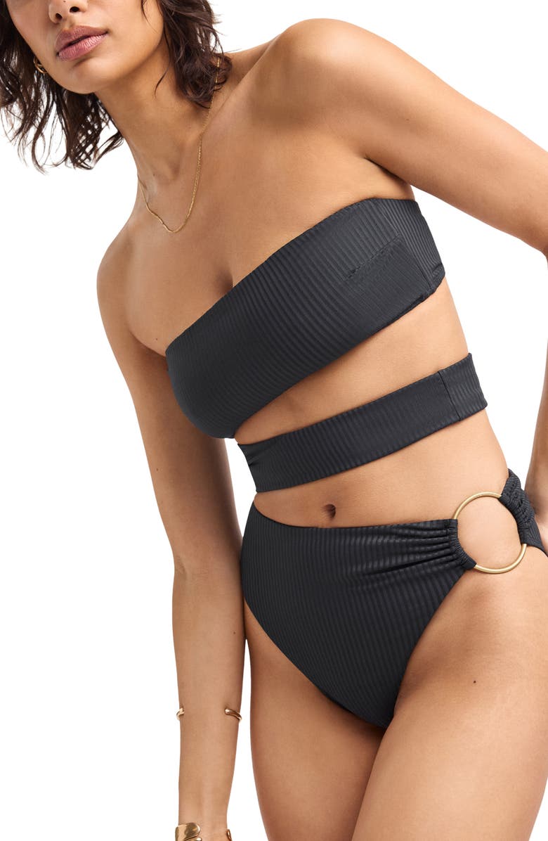 Vitamin A<sup>®</sup> Lolita Cutout Rib One-Piece Swimsuit, Alternate, color, Black