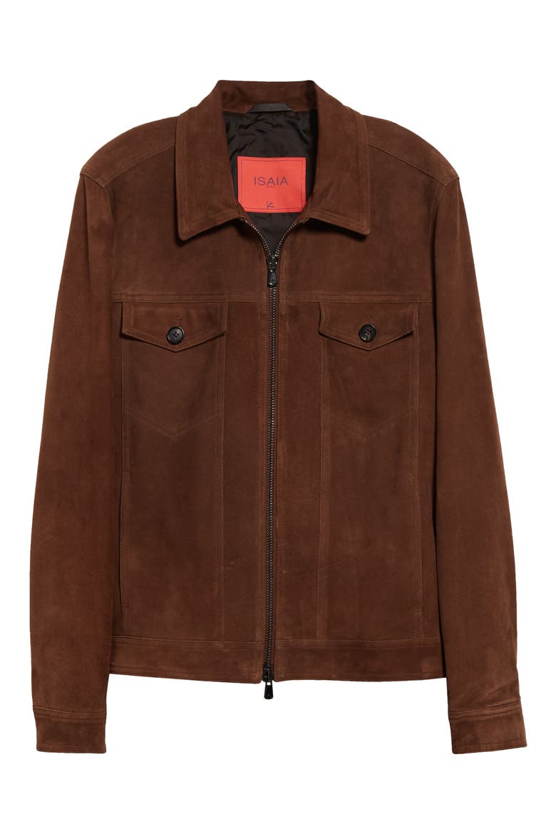 Suede Trucker Jacket, Alternate, color, OPEN BROWN