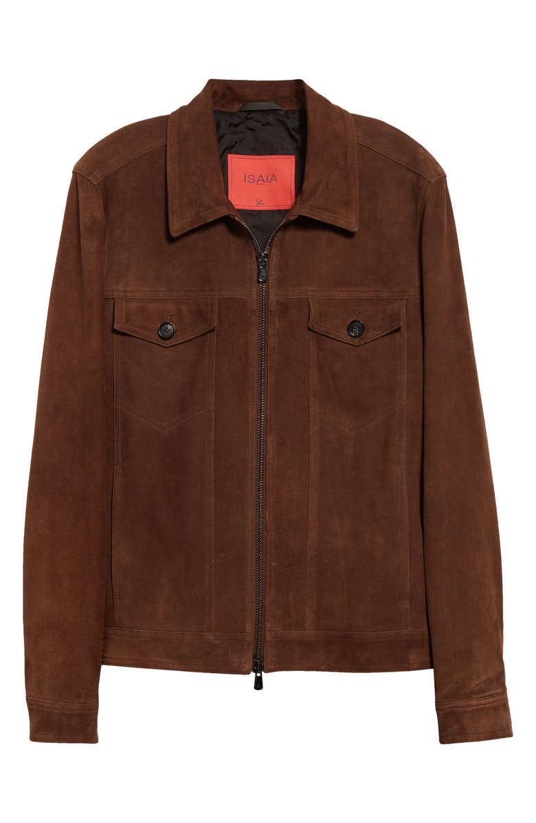 ISAIA Suede Trucker Jacket, Alternate, color, Open Brown