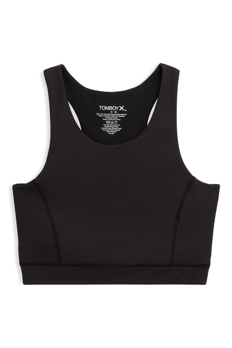 Cutout Racerback Sports Bra with Hidden Pocket, Alternate, color, BLACK
