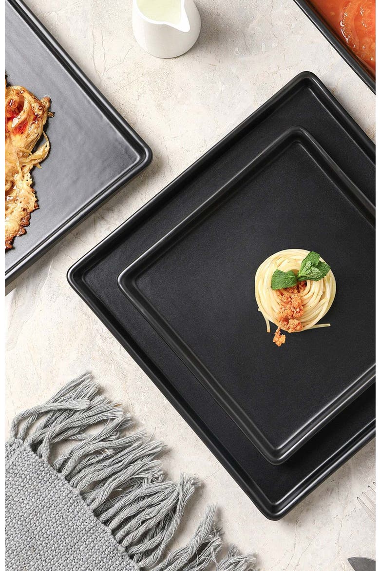 Grace Stoneware 4-Piece Salad Plate Set, Alternate, color, Black Matte