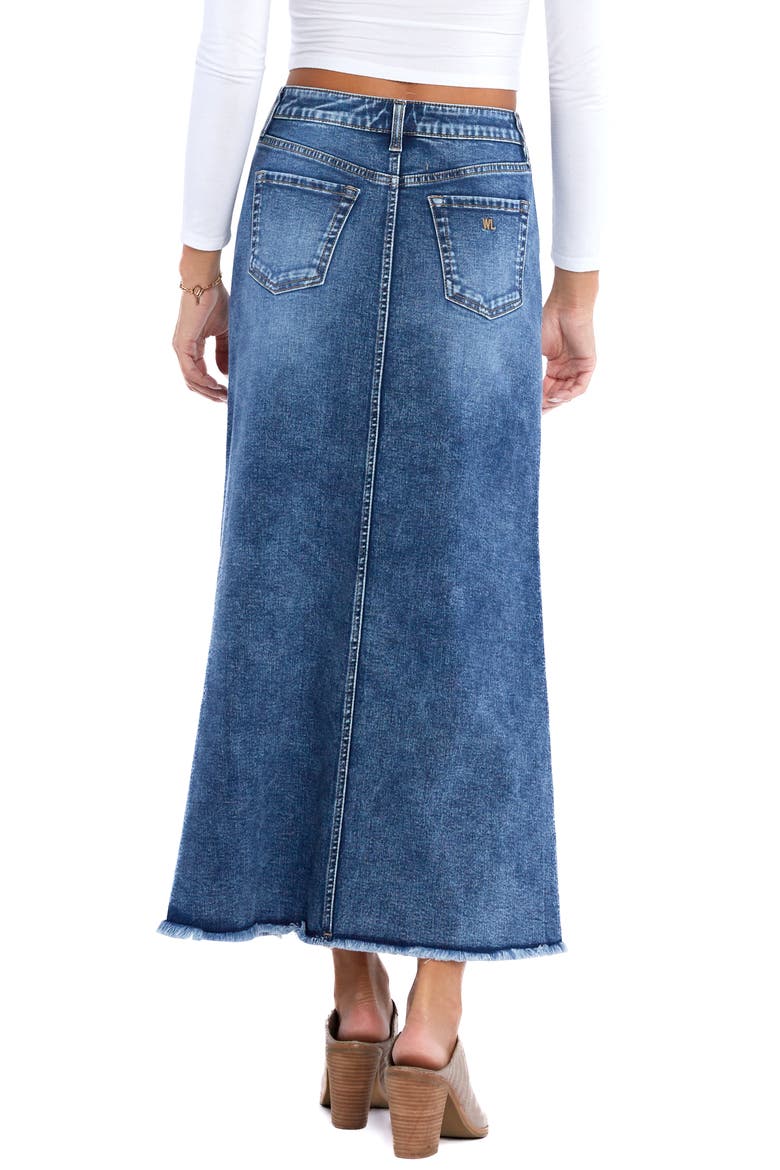Double Front Slit Denim Maxi Skirt, Alternate, color, SPLIT BLUE