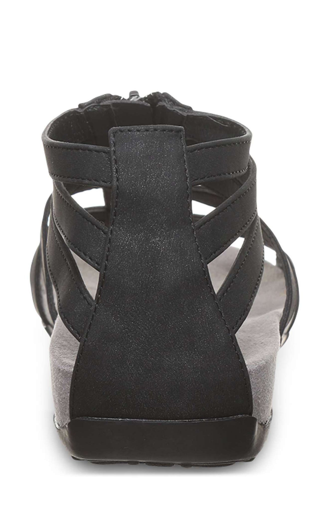 BEARPAW <p>Ronda Faux Leather Sandal (Women)</p>, Alternate, color, Black