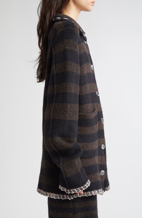 Yanyan Softi Stripe Wool Blend Work Jacket In Black