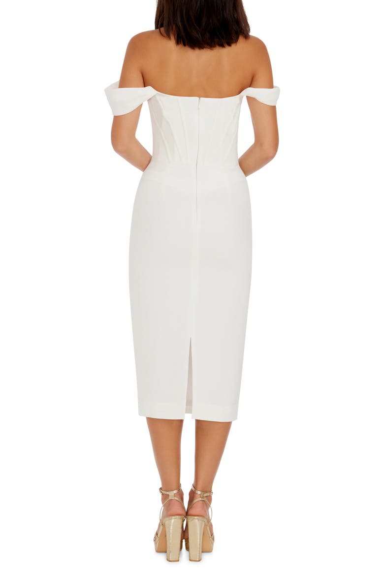 Vickie Off the Shoulder Midi Corset Dress, Alternate, color, WHITE